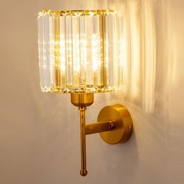 Wall Lamps TUDA Post Modern Lamp For Living Room Crystal Aisle Luxury Bedroom Bedside TV Background