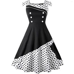 Casual Dresses Plus Size S-4XL Women Vintage Dress Rockabilly Feminino Robe Vestidos Hepburn 50s 60s Polka Dot A-Line Party 2023