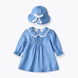 Girl Dresses Cekcya Baby Girls Blue Smocked Dress Children Spanish Boutique Birthday Frocks With Hats Holiday