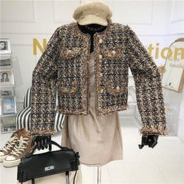 Women's Jackets Arrival Runway Ladies Tweed Short Jacket Autumn Elegant Female Fashion Tassel Slim Top Coat