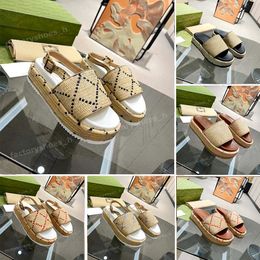 Designer Sandal Women Platform sandals Fashion Straw Slipprs Ladies Wedge Slipper Classic Monogram Pattern Slides