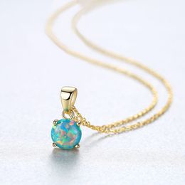 European Retro Opal Pendant Necklace S925 Sterling Silver Plated 18k Gold Brand Luxury Necklace European American Hot Trend Women High end Necklace Jewellery Gift spc