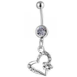 Navel Bell Button Rings D0358 Heart Belly Ring Clear Colour Drop Delivery Jewellery Body Dhgarden Dhjma
