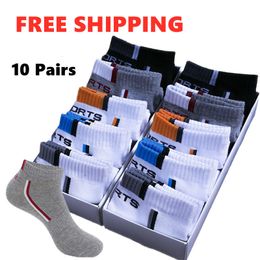 Men's Socks 10 Pairs Men Socks Set Cotton Mesh Breathable Short Basketball Winter Sports Socks Absorb Sweat Ankle Socks Big Size EU 43 44 47 230223