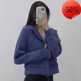 Women shaping Brushed Full Zip Hoodie Jacket Sportswear LU-98 Yoga Outfits Hooded Workout Track Running Coat with Pockets Outdoor Fleeces6382