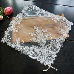 Table Mats & Pads European Exquisite Embroidery Beaded Lace Pendant Square Bedroom Study Office Mat Fruit Plate Pastry Cover ClothMats MaMat