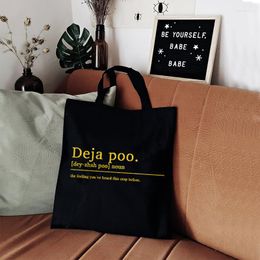 Shopping Bags Bathroom Prints Pures And Deja Print For Boutique Quote Designer Tote Bag Signs Canvas M