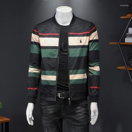 Men's Jackets 2023 European And American Style Wide Stripe Plus Size Jacket Thin Coat Windbreaker 2 Colors Optional M-5XL