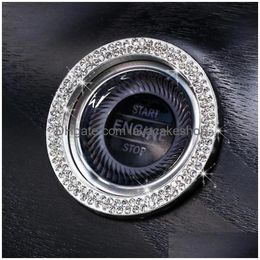 Other Home Garden Car Mobiles Oneclick Start Stop Engine Ignition Push Button Decoration Diamond Rhinestone Crystal Ring Rim Er Dr Dhzkf