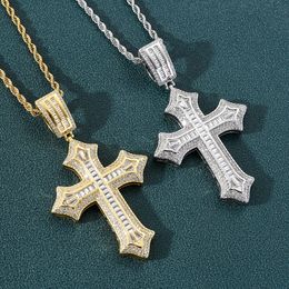 Vintage 14K Gold Lab Diamond Cross Pendant Party Wedding Pendants Chocker Necklace Pendants For Women Men Hiphop Jewellery Gift Graduated