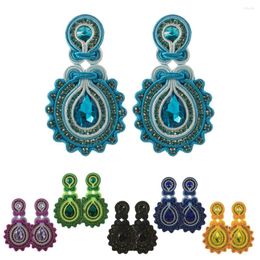 Dangle Earrings Fashion Soutache For Women Beautiful Ethnic Handmade Sutasz Jewelery Large Drop Earring Colourful Crystal Trend Design