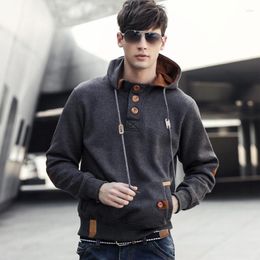Men's Hoodies Fashion Hooded Sweatshirts For Men Winter Shirts Button Pockets Autumn Solid Clothes Male Casual Sport Suit XXXL Brown White