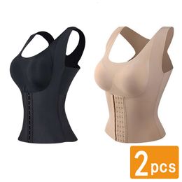 Women's Shapers Women Posture Corrector Bra Reducing Girdle Seamless Underwear Slimming Belly Sheath Cross Back Tank Tops Body Fitness Vest 230223