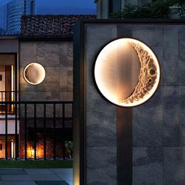 Wall Lamps Nordic Moon Led Resin Lamp Modern Living Room Bedroom Staircase Bathroom Balcony Light Outside Waterproof Sconces