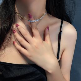 Chains Zircon Stitching Geometric Necklace Ins Cold Wind Personality Clavicle Chain Fashion Net Red Temperament NecklaChains