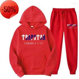 Men's T-Shirts T Shirts 2023 Brand TRAPSTAR Printed Sportswear Men 15 Colours Warm Two Pieces Set Loose Hoodie Sweatshirt Pants Jogging 23ss21