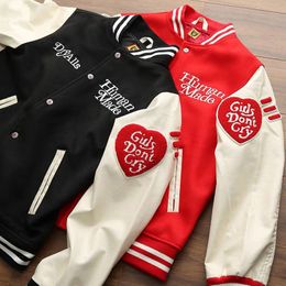 Men's Jackets Human Made Girls Dont Cry Varsity Baseball Men Women Embroidered Love Stitching High Street Coats 230223