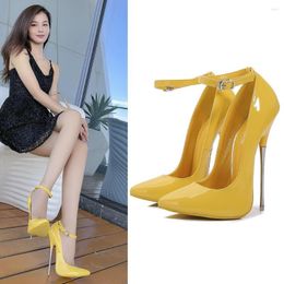 Dress Shoes Pointy Sexy Nightclub Metal Heel Super High Heels Women's Cross Dressing Light Mouth Solid Color Single