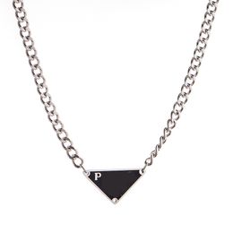 Black White Triangle Letter Pendant Necklace Luxury Brand Designer Statement Jewellery Titanium Steel Necklaces Chain Men Women Unisex Gift 2Style4884