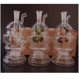 Glass pipes Glass bubbler Glass glass oil rig Glass bongs Double bottom sand core pot JH034-10mm