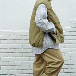 Men's Vests 22AW Daiwa Pier39s Japan Outdoor Functional Colour Contrast Doublesided Half Zipper Cotton Clip Vest Stand Collar Loose Jacket 230223