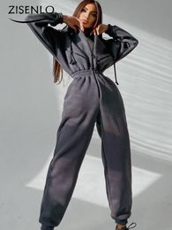 Women's Jumpsuits Rompers Autumn Solid Colour Sports and Leisure Hooded Jumpsuit One-pieces Jump Suits for Women Overalls Women Fashion Clothing 230223