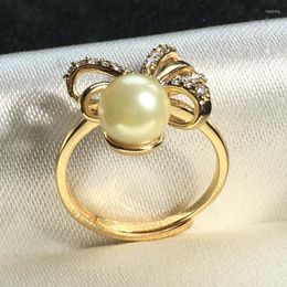 Cluster Rings Elegant S925 Silver Ring 6-7mm Nearly Flawless Akoya Pearl For Women Shiny Bowknot Charm Wedding Jewellery Birthday Gift