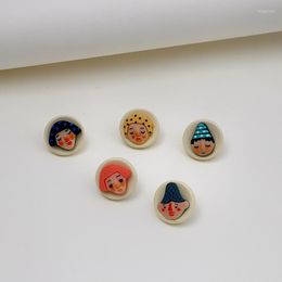 Stud Earrings U-Magical Minimalist Korean 5 Styles Cartoon Round Resin Girl Earring For Women Multicolor Head Portrait Jewellery