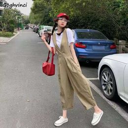 Women's Jumpsuits Rompers Jumpsuits Women Loose High Waist Summer Daily All-match Korean Style V-neck Pockets Solid Casual Arrival Elegant Ins 230223