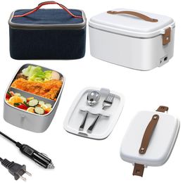 Lunch Boxes 12v Portable Heated 18l Large Capacity 304 Stainless Steel Electric Bento For Home Office Car Drop 230222