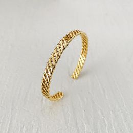 Bangle GSOLD Geometric Metallic Brass Open Fashion Simple Pearl Knotted Braided Bracelet Bangles Women's Wrist Jewellery