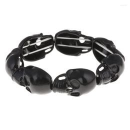 Strand 2023 Arrival Cool Vintage Bracelets For Men Bangles Retro Alloy Elastic Black Skull Skeleton Bracelet Jewellery Drop