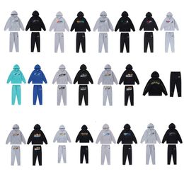 Black Hoodie Trapstars Tracksuits Rainbow Towel Embroiderys Decoding Hooded Sportswear Men and Women Sportswear Suit