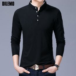 Men's Polos Sell Fashion Brand Clothing Polo Shirt Mens Long Sleeve Slim Fit Boys Mandarin Colla Polos Casual Men's Clothing 230223