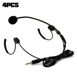 Microphones 4Pcs 3.5mm Jack Male External Screw Lockable Dual Earhook Headset Mic Headworn Microphone For Wireless Beltpack Transmitter Sing