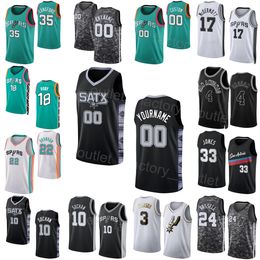 Print Man Woman Basketball Jeremy Sochan Jerseys 10 Blake Wesley 14 Devonte Graham 4 Keldon Johnson 3 Zach Collins 23 Doug McDermott 17 Isaiah Roby 18 Black White Grey