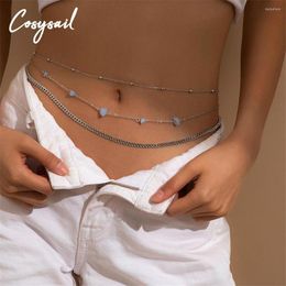 Belts Cosysail 2Pcs/Set Simple Bead Waist Chain Punk Natural Stone Thick Belly Beach Summer Holidays Sports For Women Gift