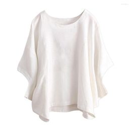 Women's T Shirts Summer O-Neck Batwing Sleeve Loose Fit Women Blouse Solid Colour Pullover Top Female Clothing Office Tops Chemise