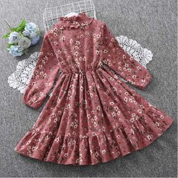 Girl's Dresses Baby Girls Dresses For Kids Clothes Spring Autumn Cotton Floral Print Teens Dress Long Sleeve Cute Children Outfits Vestidos