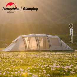 Tents and Shelters Naturehike 4Pole Tunnel Tent Rainproof Sunscreen Camping Tent Large Front Hall UV Protection Glamping With Snow Skirt NH20ZP015 J230223