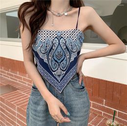 Women's Tanks 2023 Women's Clothing Pure Desire Irregular Pattern Girl Camisole Outer Wear Bib Type Tube Top Midriff Outfit