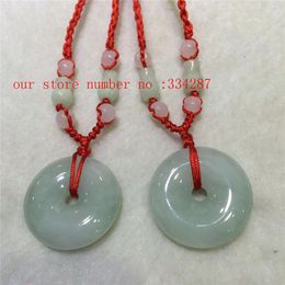 Pendant Necklaces Natural Untreated "A" Beautiful Chinese Jadeites Jades Peace Buckle Necklace 25MM