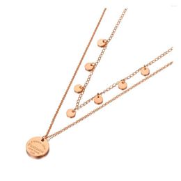 Choker Trendy Stainless Steel Double-layer Chain Necklace Jewellery Eternal Love Charm Pendant For Women N20236