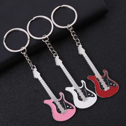 Men Womens Guitar Keychains Fashion Bag Key Chain Charms for Bag Musician Jewellery Car Keyring Accessories Gift