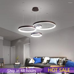 Pendant Lamps Circel Ring Modern Led Lights For Living Room Dining Shop Bar White/Coffee Colour Hanging Lamp ?yrandol