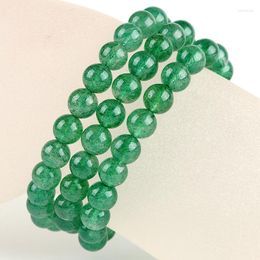 Strand Genuine Natural Green Strawberry Quartz Crystal 3 Laps Bracelet Women 5-6mm Clear Round Beads Jewellery Fashion Russia