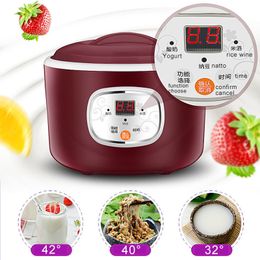 Yogurt Makers 220V Electric Automatic Maker Machine Constant Temperature Kitchen Tools Rice Wine Natto Stainless Steel Liner wrrf 230222