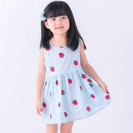 Girl Dresses 1-6Y Summer Dress Cotton Printed Strawberry Comfortable Kid Clothing Sleeveless Princess Children Skirt Toddlers Gifts