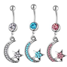 Navel Bell Button Rings D0133 Star And Moon Belly Ring Mix Colours Drop Delivery Jewellery Body Dhgarden Dhgyu