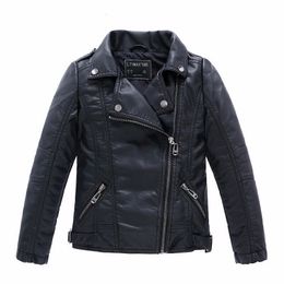 Hoodies Sweatshirts Brand Fashion Classic Girls Boys Black Motorcycle Leather Jackets Child Coat For Spring Autumn 2-14 Years 230222